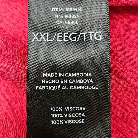 Well Worn Textured Hot Pink V-Neck Top Women's XXL Boho Relaxed Fit Barbiecore - Picture 4 of 8